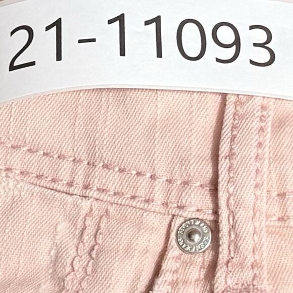 Seven7 Women’s Pink Peach Fray-Hem Denim Shorts Size 8 Stretch Cut Off - Picture 15 of 15